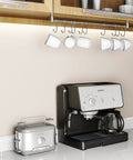 Kitchen Hanging Racks 304 Stainless Steel 20 Inch Rail Utensil Storage Hanger with 10 Pcs Noiseless Sliding Hooks, holding mugs