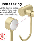 Close-up of golden kitchen hanging racks 304 stainless steel 20 inch rail with rubber O-ring and noiseless sliding hooks.