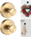 Golden Suction Cup Hooks For Glass And Tile Surfaces No Drill Wreath Hanger For Front Door and Shower Organizer Set, 2 Pack