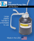 Industrial Pump Oiler With 8 Inch Flex Spout And 12 Ounce Capacity Heavy Duty Zinc Die Cast Pump Rust Resistant Steel Precision Oil Delivery For Garages Farms And Shops Goldenrod 707 with handle