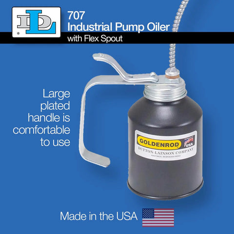 Industrial Pump Oiler With 8 Inch Flex Spout And 12 Ounce Capacity Heavy Duty Zinc Die Cast Pump Rust Resistant Steel Precision Oil Delivery For Garages Farms And Shops Goldenrod 707 with handle