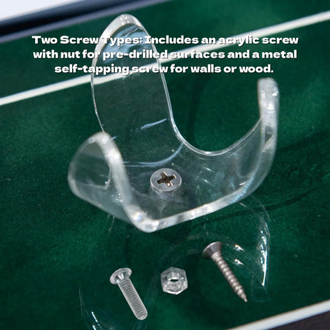 Golf Ball Wall Mount Display For Single Balls With Transparent Acrylic Claw Design and included screws for secure installation