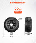 8 Inch Golf Cart Wheels and Tires Combo Set of 4 with 18x8.50-8 All Terrain Rubber Tires, Black Steel Rims, Easy Installation Guide