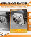 Front Wheel Hub Assembly With Dust Cover For Club Car DS And Precedent Golf Carts 2003 And Up, before and after installation