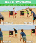 Plastic Baseballs - 6 Pack in action with kids pitching curveballs, fastballs, sliders, and risers on the beach using GoSports LotBall.