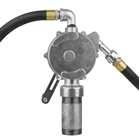 GPI - RP-10-UL Rotary Action Fluid Transfer Hand Pump, 10 Gallons per 100 Revolutions (123000-06) front view in aluminum body