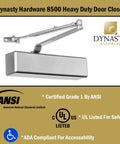 Door Closer, Grade 1 Heavy Duty Commercial Hydraulic Closer, Self-Closing, Adjustable Spring Size 1-6, ADA Compliant