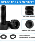 Grade 12.9 Alloy Steel Hex Socket Head Cap Bolts, Black Zinc Plated, Part of 1760pcs M2 M3 M4 M5 Metric Screw Assortment Kit