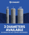 Heavy Duty Grade 55 Threaded Rod For Structural Anchoring Fasteners Plus 1 Inch Diameter Hot Dip Galvanized Chart