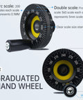 Graduated hand wheel with arc and double scale, showing measurements, used with Linear Stage Actuator MBX80 Type Munual Linear Slide Table.