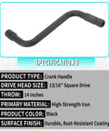 Universal Grain Trailer Crank Handle 13/16 Inch Square Drive 14 Inch Throw in black iron with rust-resistant finish