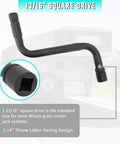 Universal Grain Trailer Crank Handle 13/16 Inch Square Drive 14 Inch Throw with diagram of square drive socket