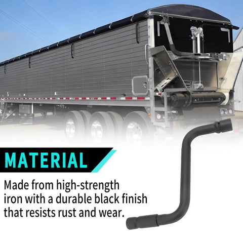 Universal Grain Trailer Crank Handle 13/16 Inch Square Drive 14 Inch Throw for Hopper and Landing Gear beside trailer