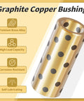 Two Pack Brass Graphite Wrapped Oilless Bushings With Self Lubricating Graphite Bearing For Rotating Machinery And Transmission Equipment Plain Bearing For 8mm Shaft 15mm Outer Diameter 24mm Length showing premium brass alloy and features like high load capacity, corrosion resistance, and self-lubricating properties.