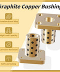Two Pieces Brass Graphite Wrapped Oilless Sleeve Bearings Square Flanged Bushing 10mm ID 14mm OD 20mm Length Flange Dia 29mm Image