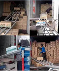 Workers using Light Duty Gravity Conveyor Slides With ABS Plastic Roller System And Stainless Steel Frame Two Slide 200 Cm Long
