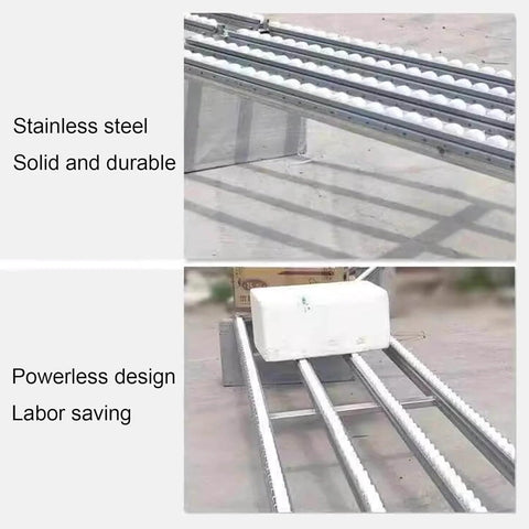 Light Duty Gravity Conveyor Slides With ABS Plastic Roller System And Stainless Steel Frame Two Slide 200 Cm Long Lightweight Rollers