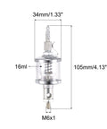 Oil Cup For Gravity Drip Feed Lubrication With M6x1 Thread, 16mL Capacity, Chrome Plated Steel, Clear Sight Window, 34mm Diameter, 105mm Tall