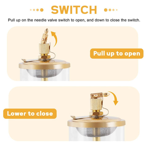 Diagrams showing needle valve operation for precise drip control on One Quarter Inch Sight Gravity Drip Feed Oiler With Needle Valve And Oil Cup 100ml Capacity Threaded Connection The Go To Tool For Precise Lubrication In CNC Machines Hobby Projects And Pro Grade Workshop Setups.