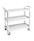 Heavy Duty 3 Tier Rolling Utility Cart For Busy Shops And Offices, 400 Pound Capacity, Portable Gray Mobile Shelving On Locking Casters