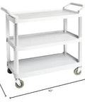 Heavy Duty 3 Tier Rolling Utility Cart For Busy Shops And Offices, 400 Pound Capacity, Portable Gray Mobile Shelving