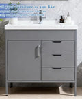Bathroom vanity with gray cabinet doors and drawers featuring Five Piece Edge Finger Pulls For Cabinets Aluminum Alloy Concealed Handles.
