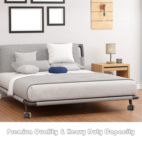 Bedroom with bed on Heavy Duty Bed Frame Wheels Rollers With Brakes For Replacement Parts, High Capacity Bed Casters for mobility