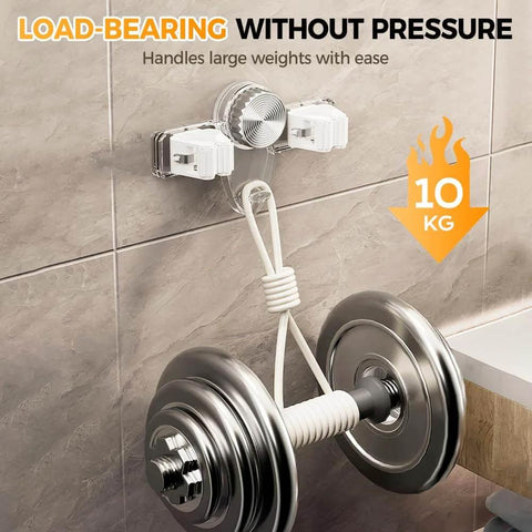 Broom Holder Mop Hanger, 2026 New No punching required Broom Hanger Organizer showcasing 10 kg load-bearing capacity with weights