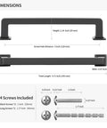 Dimensions diagram of 10 Pack 5 Inch Gray Kitchen Cabinet Handles Modern Cabinet Pulls for Cabinets and Vanity, including screws.