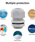 Waterproof NPT Cable Glands Three Quarter Inch Gray Nylon Adjustable Cable Gland with Strain Relief and Protection Features