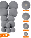 12 Pack Gray Ceramic Balls, Mixed 4 Sizes Fireplace Balls; features 2x5in, 2x4in, 4x3in, 4x2in for fire pits and bowls setup