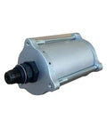 Compressed Air Motor for Pneumatic Hydraulic Pumps, housing with Stud, Gray, side view showing cylindrical design and threaded connections