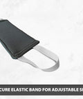 Close-up of a gray neoprene door latch cover with elastic strap, product: 2 Pack Silent Door Latch Covers For Quiet Close Doors, Baby Safe Neoprene Noise Reducer For Nursery, Stops Latch Click, Prevents Toddlers From Slamming, Fits Most Interior Doors, Gray.