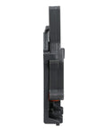 Side view of Pair Of Undermount Drawer Slide Front Plastic Locking Devices In Grey With Screws Included For Easy Installation And Adjustment