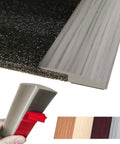 Self-adhesive floor transition strip in gray forest with peel-and-stick backing for carpet, wood, tile, vinyl, laminate up to 5 mm uneven floors