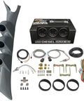 GlowShift Diesel Gauge Package For Ford Super Duty F250 F350 1999 2007 6.0L 7.3L Power Stroke Gray Triple Pillar Pod Kit