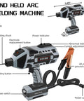 Portable 110V ARC Stick Welder With IGBT Inverter, 120A, 6-Stage Current Control, Handheld Welding Gun, Workhorse Gray, labeled parts