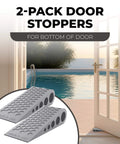 Door Stoppers for Bottom of Door Premium Floor Rubber Door Stop Wedge Made in USA Heavy Duty Honeycomb Design, Gray, 2-Pack