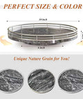 Gray Marble Lazy Susan Turntable 10 Inch Round Stone Tray For Dining Table Kitchen Countertop And Bar With Silver Frame