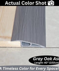 1/2" to 3/5" Height Threshold Ramp - Rubber Threshold in Gray Oak Ash, 40 inches, showing close-up of color and texture.