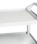 Top view of Heavy Duty 3 Tier Rolling Utility Cart For Busy Shops And Offices, 400 Pound Capacity, Portable Gray Mobile Shelving On Locking Casters