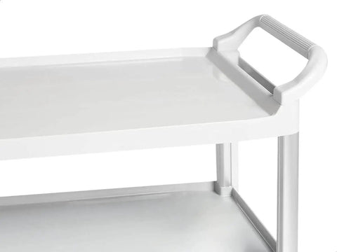 Top view of Heavy Duty 3 Tier Rolling Utility Cart For Busy Shops And Offices, 400 Pound Capacity, Portable Gray Mobile Shelving On Locking Casters