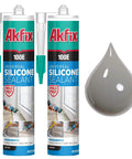Gray RTV Silicone Caulk 2 Pack 100E Waterproof Sealant For Kitchen And Bathroom Including Shower Tub Toilet Sink Window And Door No Discoloration Permanently Flexible All Purpose Universal Gap Filler 10.1 Fl Oz Each
