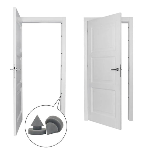 50 Pcs Rubber Door Silencers For Metal Door Frames Half Inch Diameter Anti Collision Silencers Prevent Door Slams Quiet Hinge Outlet Wear Resistant Non Slip Gray installed on metal door frame.