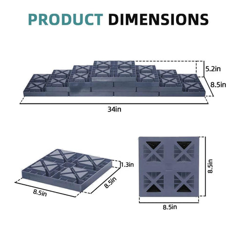 Heavy Duty RV Leveling Blocks For Campers And Trailers With Interlocking Design, 10 Pack Includes Carrying Bag, Adjustable Height