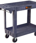 Heavy Duty Service Cart That Hauls Like A Workhorse, 500 Pound Capacity, Dual 30 By 16 Inch Shelves, Rust Resistant Easy Clean Surface, 5 Inch Non Marring Casters For Smooth Mobility, Front Push Handles, 40 By 17 Inch Base For Warehouse And Shop Use