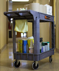 Heavy Duty Service Cart That Hauls Like A Workhorse, 500 Pound Capacity, Dual 30 By 16 Inch Shelves, Rust Resistant Easy Clean Surface