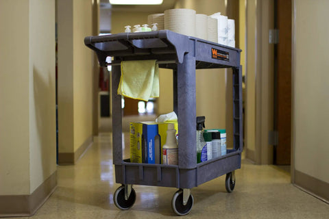 Heavy Duty Service Cart That Hauls Like A Workhorse, 500 Pound Capacity, Dual 30 By 16 Inch Shelves, Rust Resistant Easy Clean Surface