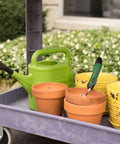Heavy Duty Service Cart That Hauls Like A Workhorse, 500 Pound Capacity with gardening tools on rust resistant surface