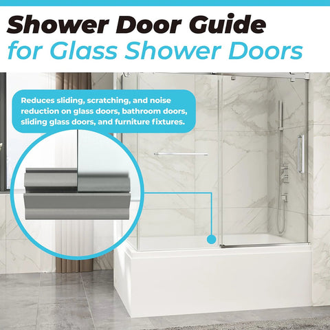 Gray Sliding Shower Door Bottom Guide For Glass Doors Fits 1-3/8 Inch Wide And 3 Inch Long Replacement Rail in shower